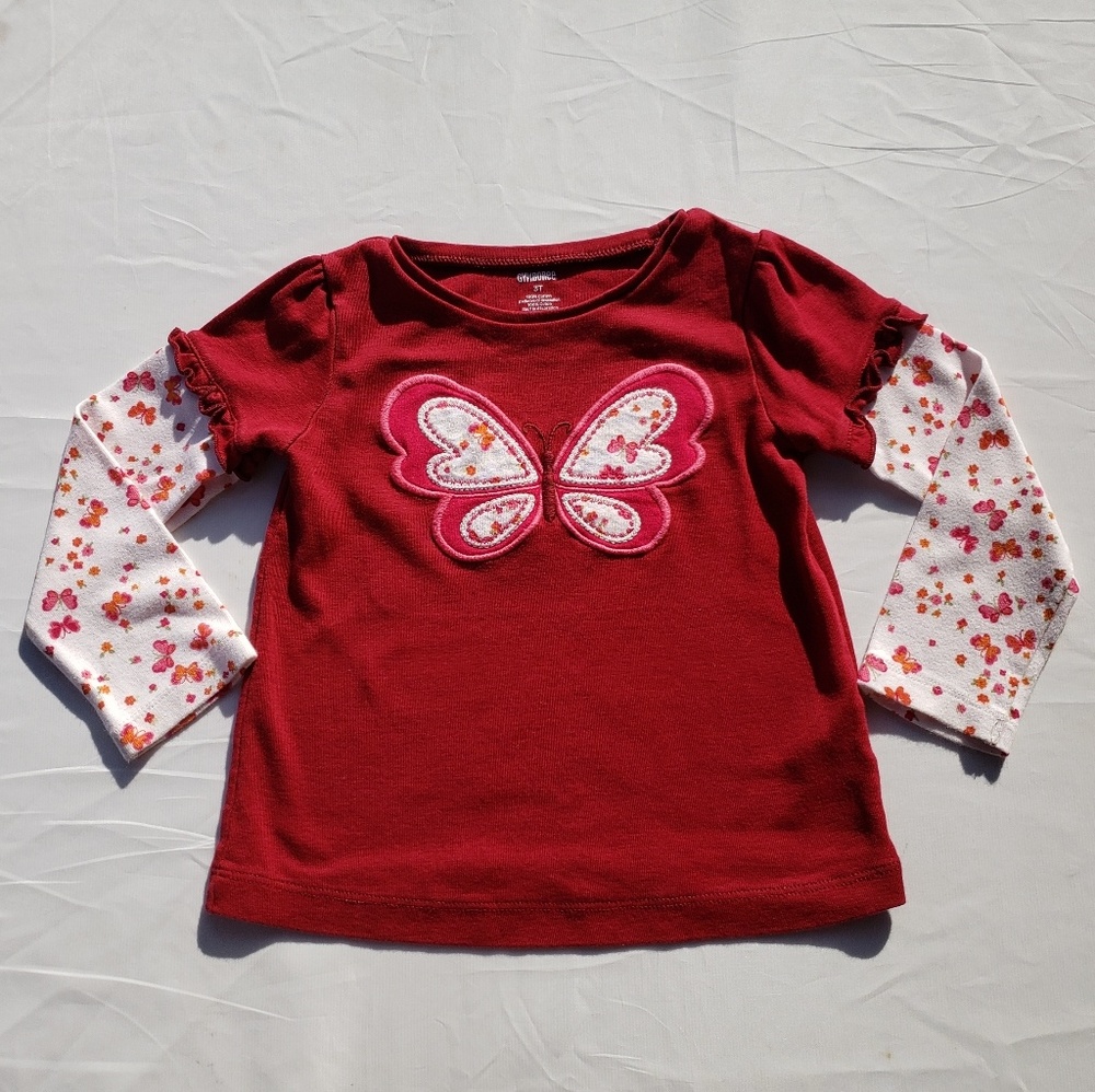Gymboree Shirt Size 3T Butterfly Girl Vtg Floral